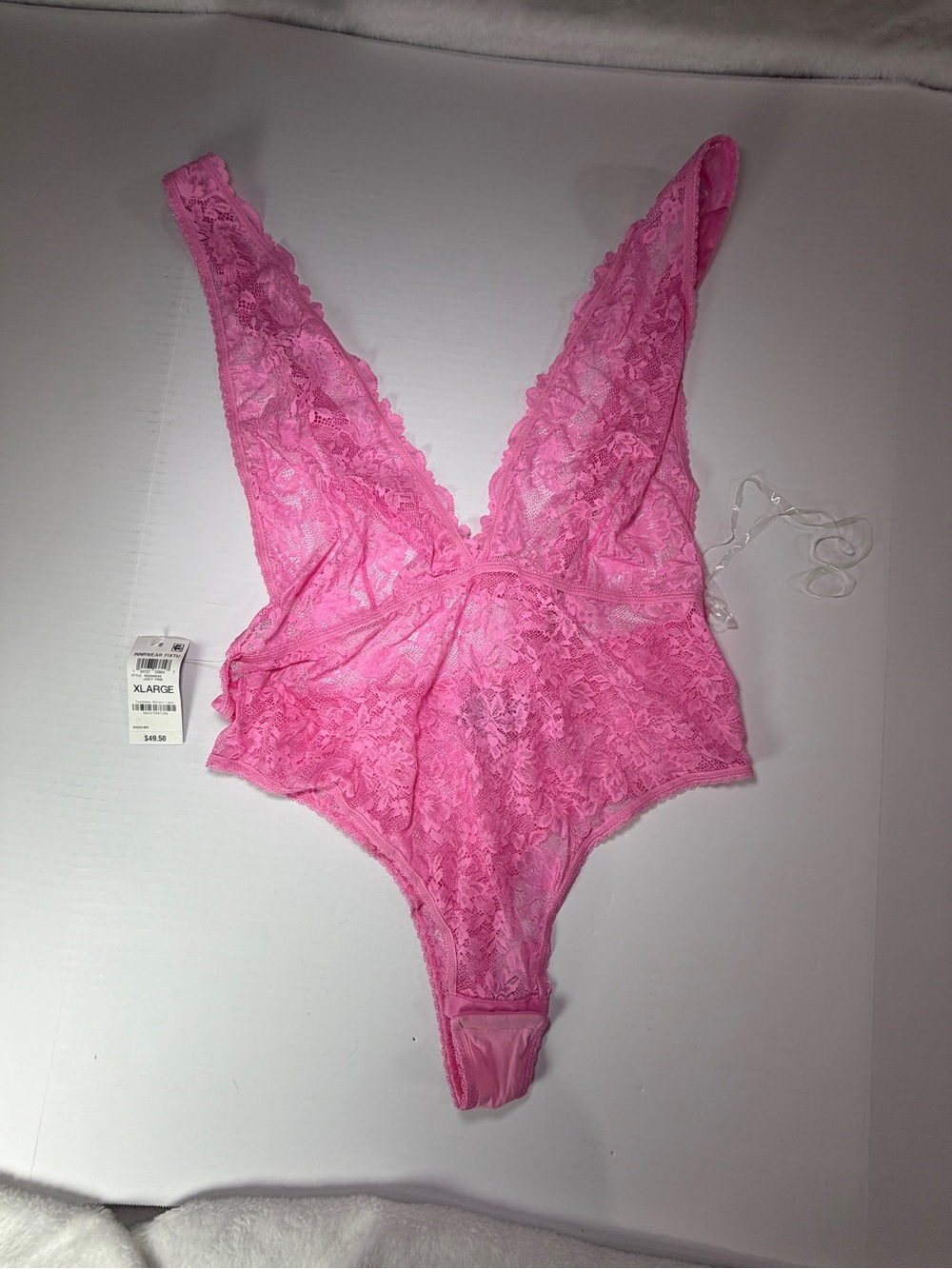 INC International Concepts Bright Pink Lace Plunge Teddy new with tags